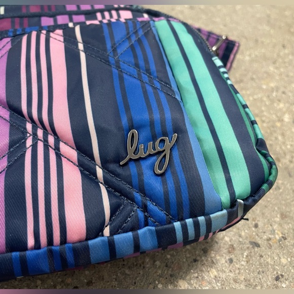 Love Stripe Multi Color Print Lug Medium Top Handle Crossbody Scoop SE - Picture 3 of 16